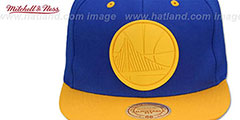 Warriors XL RUBBER WELD SNAPBACK Royal-Gold Adjustable Hat by Mitchell and Ness - 2nd View