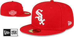 White Sox 2005 WS SIDE-PATCH UP Red-White Fitted Hat by New Era - 2nd View