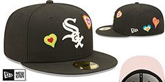 White Sox CHAIN STITCH HEARTS Black Fitted Hat by New Era - 2nd View