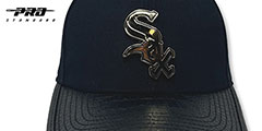 White Sox LOW-PRO GOLD METAL BADGE STRAPBACK Black Hat by Pro Standard - 2nd View