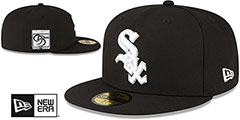 White Sox METALLIC LOGO SIDE-PATCH Black Fitted Hat by New Era - 2nd View