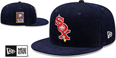 White Sox OLD SCHOOL CORDUROY SIDE-PATCH Navy Fitted Hat by New Era - 2nd View