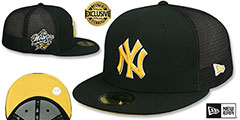 Yankees 1998 WS MESH-BACK SIDE-PATCH Black-Gold Fitted Hat by New Era - 2nd View