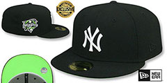 Yankees 2000 WORLD SERIES NEON GREEN-BOTTOM Black Fitted Hat by New Era - 2nd View