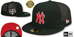 Yankees 2000 WS MESH-BACK SIDE-PATCH Black-Red Fitted Hat by New Era - 2nd View