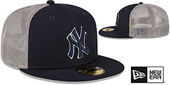 Yankees 2T BATTING PRACTICE TRUCKER Navy-Grey Fitted Hat by New Era - 2nd View