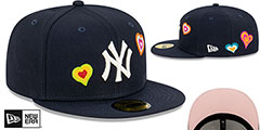 Yankees CHAIN STITCH HEARTS Navy Fitted Hat by New Era - 2nd View