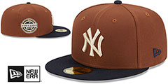 Yankees HARVEST SIDE-PATCH Brown-Navy Fitted Hat by New Era - 2nd View