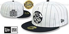 Yankees JUDGE PINSTRIPE ALL RISE FRONT White-Navy Fitted Hat by New Era - 2nd View