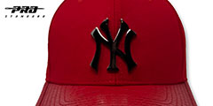 Yankees LOW-PRO BLACK METAL BADGE STRAPBACK Red Hat by Pro Standard - 2nd View