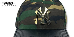 Yankees LOW-PRO GOLD METAL BADGE STRAPBACK Camo-Black Hat by Pro Standard - 2nd View