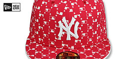 Yankees MLB FLOCKING Red Fitted Hat by New Era - 2nd View