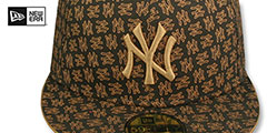 Yankees NY ALL-OVER FLOCKING Brown-Wheat Fitted Hat by New Era - 2nd View