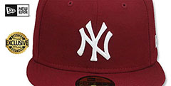 Yankees TEAM-BASIC Burgundy-White Fitted Hat by New Era - 2nd View