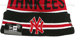 Yankees THE-COACH Black-Red Knit Beanie Hat by New Era - 2nd View