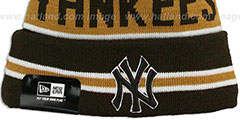 Yankees THE-COACH Brown-Wheat Knit Beanie Hat by New Era - 2nd View