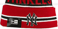 Yankees THE-COACH Red-Black Knit Beanie Hat by New Era - 2nd View