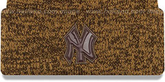 Yankees TONAL TRICK Brown-Wheat Knit Beanie Hat by New Era - 2nd View