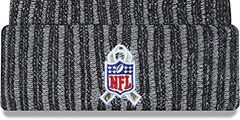 49ers 2023 SALUTE-TO-SERVICE Black -Grey Knit Beanie Hat by New Era - 3rd View