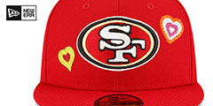 49ers CHAIN STITCH HEARTS Red Fitted Hat by New Era - 3rd View