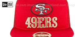 49ers HERITAGE FOAM FRONT TRUCKER SNAPBACK Red Hat by New Era - 3rd View