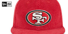 49ers LETTERMAN PIN CORDUROY Red Fitted Hat by New Era - 3rd View