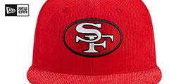 49ers OLD SCHOOL CORDUROY SIDE-PATCH Red Fitted Hat by New Era - 3rd View