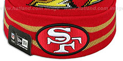 49ers SUPER BOWL XVI Red Knit Beanie Hat by New Era - 3rd View