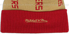 49ers VERTICAL WORD BEANIE Gold-Red by Mitchell and Ness - 3rd View