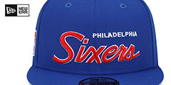 76ers SCRIPT-UP SNAPBACK Royal Hat by New Era - 3rd View