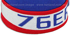 76ers THE-BUTTON Knit Beanie Hat by Michell and Ness - 3rd View