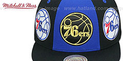 76ers TRIPLE STACK SNAPBACK Royal-Black Hat by Mitchell and Ness - 3rd View