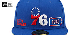 76ers TRIPLE THREAT IDENTITY Royal Fitted Hat by New Era - 3rd View