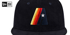 Astros OLD SCHOOL CORDUROY SIDE-PATCH Navy Fitted Hat by New Era - 3rd View