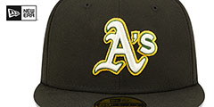 Athletics 1974 WS CITRUS POP Black-Green Fitted Hat by New Era - 3rd View