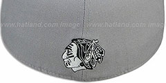 Blackhawks 2T XL-WORDMARK Grey-Black Fitted Hat by Mitchell and Ness - 3rd View