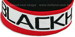 Blackhawks THE-BUTTON Knit Beanie Hat by Michell and Ness - 3rd View