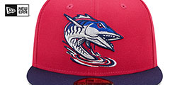 Blue Wahoos MILB MARVEL DEFENDERS Pink-Navy Fitted Hat by New Era - 3rd View