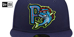 Blue Wahoos THEME NIGHT Navy Fitted Hat by New Era - 3rd View