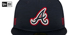 Braves 2024 ALTERNATE CLUBHOUSE Heather Navy Fitted Hat by New Era - 3rd View