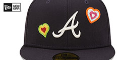 Braves CHAIN STITCH HEARTS Navy Fitted Hat by New Era - 3rd View