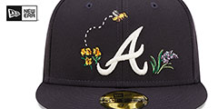 Braves FLORAL WATERCOLORS Navy Fitted Hat by New Era - 3rd View