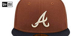 Braves HARVEST SIDE-PATCH Brown-Navy Fitted Hat by New Era - 3rd View