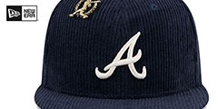 Braves LETTERMAN PIN CORDUROY Navy Fitted Hat by New Era - 3rd View