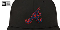 Braves METALLIC LOGO SIDE-PATCH Black Fitted Hat by New Era - 3rd View