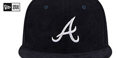 Braves OLD SCHOOL CORDUROY SIDE-PATCH Navy Fitted Hat by New Era - 3rd View