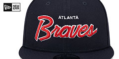 Braves TEAM-SCRIPT SNAPBACK Navy Hat by New Era - 3rd View