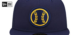 Brewers BATTING PRACTICE TRUCKER Navy Fitted Hat by New Era - 3rd View