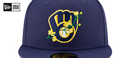 Brewers LOGO BLOOM SIDE-PATCH Navy-Yellow Fitted Hat by New Era - 3rd View