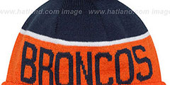 Broncos 2015 STADIUM Orange-Navy Knit Beanie Hat by New Era - 3rd View